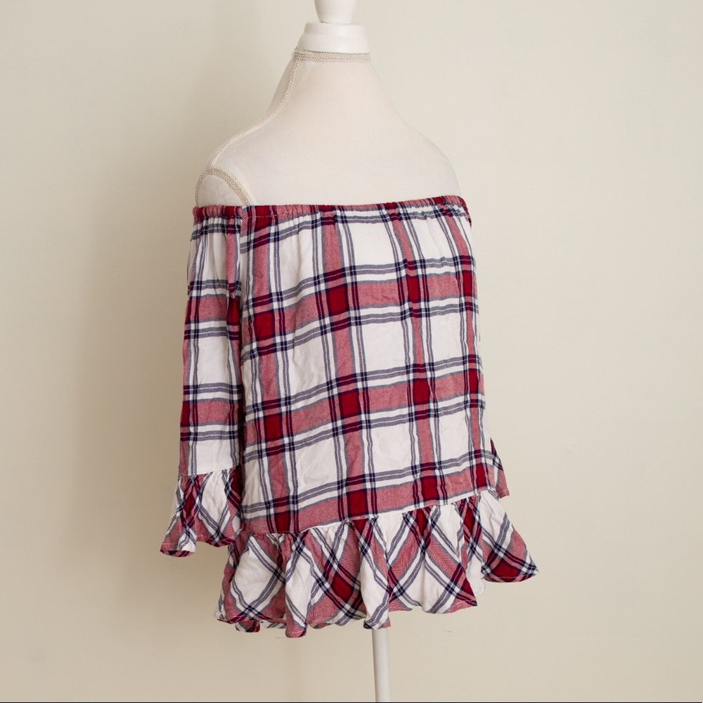 New Plaid Top with Ruffles - Picture 2 of 5